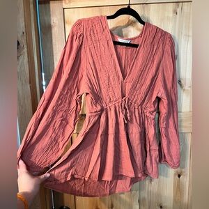 American Eagle Outfitters Terracotta V-Neck Blouse